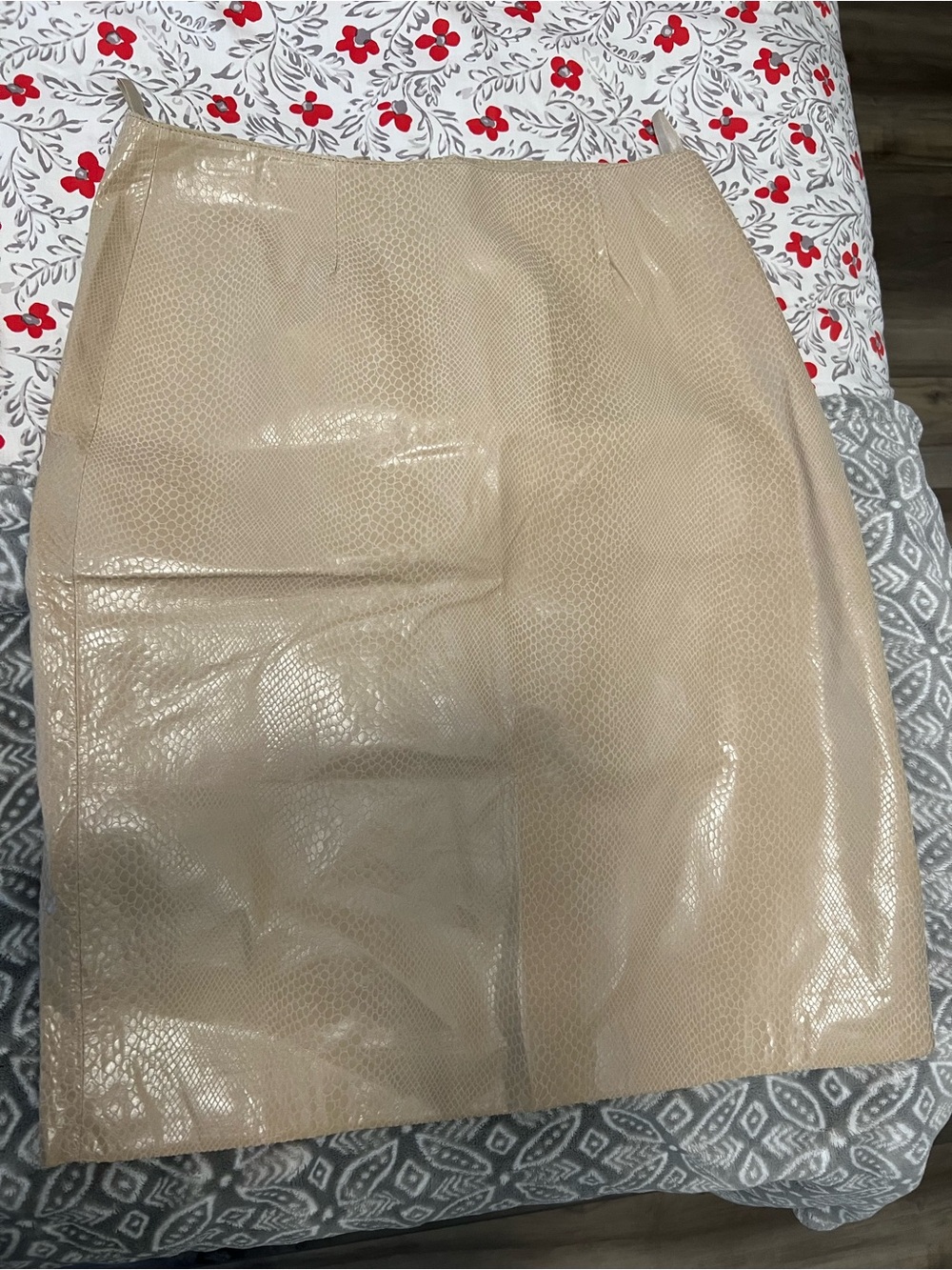 Wilson Beige Faux-Snake Pencil Skirt